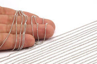 Silver Brass Chain, 90 Meters Spool Silver Tone Brass Faceted Ball Chain (1.2mm) Z031