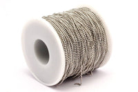 Silver Brass Chain, 90 Meters Spool Silver Tone Brass Faceted Ball Chain (1.2mm) Z031