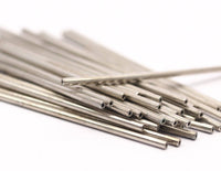 Silver Tube Beads - 25 Nickel Free Silver Tone Copper Long Tubes (60x2mm) D0448