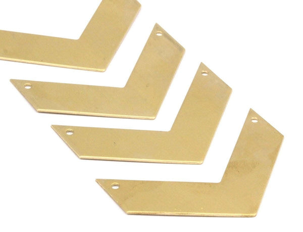 Chevron Necklace Charm, Raw Brass Chevron Charms With 2 Holes (50x15x0.80mm) A0857--n0606