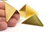 Tiny Kite Charm, 4 Raw Brass Geometric Triangles (31mm) U003