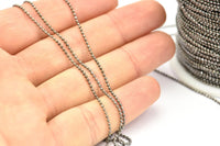 Gunmetal Brass Chain, 5 Meters - 16.5 Feet 1.2 Gunmetal Brass Faceted Ball Chain - W72 ( Z023 )