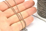 Gunmetal Brass Chain, 5 Meters - 16.5 Feet 1.2 Gunmetal Brass Faceted Ball Chain - W72 ( Z023 )