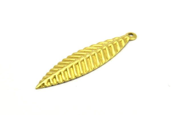 Brass Leaf Charm, 50 Raw Brass Leaf Charms,pendant,findings (35x8mm) Brs 409 A0170