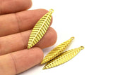 Brass Leaf Charm, 50 Raw Brass Leaf Charms,pendant,findings (35x8mm) Brs 409 A0170