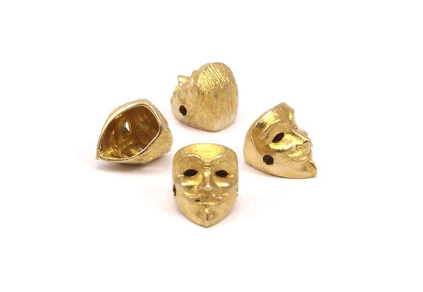 Vendetta Mask , 4 Raw Brass Vendetta Bracelet Parts (14.5x13x11mm) N0425
