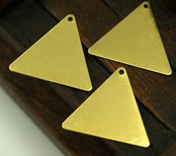 Tiny Triangle Charm, 150 Raw Brass Triangle Charms With 1 Hole (22x25mm) Brs 3027 A0082