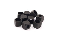 Siyah Kare Boncuklar, 6 Oksitlenmiş Pirinç Siyah Kare Küp Boncuk (8 mm) A0686 S505