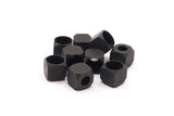 Siyah Kare Boncuklar, 6 Oksitlenmiş Pirinç Siyah Kare Küp Boncuk (8 mm) A0686 S505