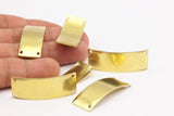Brass Stamping Blank - 10 Raw Brass Curved Rectangle Stamping Blanks With 4 Holes (41x15x1mm) A0797