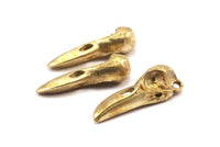 Bird Skull Charm, Raw Brass Bird Skull Necklace Pendants, (27x10x8mm) N0493