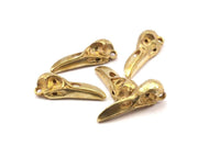 Bird Skull Charm, Raw Brass Bird Skull Necklace Pendants, (27x10x8mm) N0493