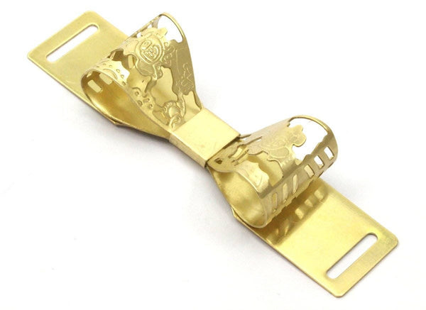 Raw Brass Bow Belt Buckle , Findings (90x20mm) D147--c099