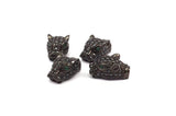1 Gunmetal Leopard Head Beads, Cz Micro Pave Bead 17x10mm W01000 B-4