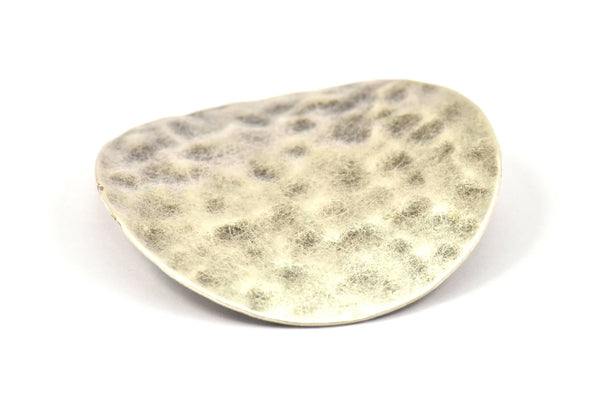 Gümüş Çekiçlenmiş Diskler, 1 Antik Gümüş Kaplamalı Pirinç Çekiçlenmiş Dalgalı Disk, Deliksiz (42 mm) Ww-42 B0116