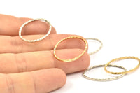 Silver / Gold Oval Ring , 12 Antique Silver - Gold Plated Brass Oval Faceted Ring, Connector, Charms (26x16x1.20mm) N0532