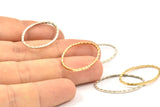 Silver / Gold Oval Ring , 24 Antique Silver - Gold Plated Brass Oval Faceted Ring, Connector, Charms (26x16x1.20mm) N0532