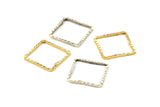 Silver / Gold Square Connector , 20 Antique Silver - Gold Plated Brass Square Connectors With Faceted One Side (14x0.85mm) N0541