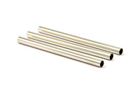 Silver Tone Tubes, 6 Nickel Free Plated Silver Tone Brass Tubes (6x90mm) Bs 1539 H0409