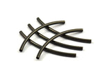 Black Textured Curved Tube Beads, 12 Black Oxidized Brass Curved Tubes (2x40mm) Bs 1405 S103