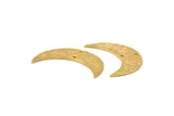 Hammered Crescent Finding, Raw Brass Hammered Moons with 2 Holes (35x11x1.5mm) N0211