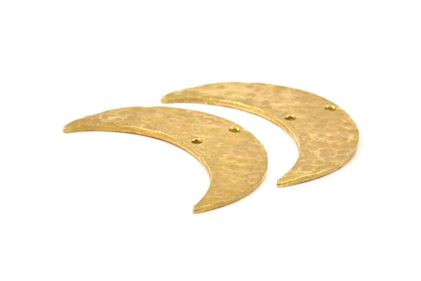 Hammered Crescent Finding, Raw Brass Hammered Moons with 2 Holes (35x11x1.5mm) N0211