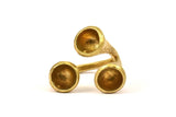 Adjustable Ring Settings - Raw Brass Adjustable Rings with 3 Stone Setting - Pad Size 8mm N0349
