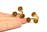 Adjustable Ring Settings - Raw Brass Adjustable Rings with 3 Stone Setting - Pad Size 8mm N0349