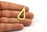 Brass Triangle, 12 Raw Brass Triangle Charms with 4 holes (38x20x0.60mm) U038