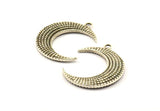 Moon Charm, 1 Antique Silver Plated Textured Horn Charms, Pendant, Jewelry Finding (36x10x3.70mm) N0205