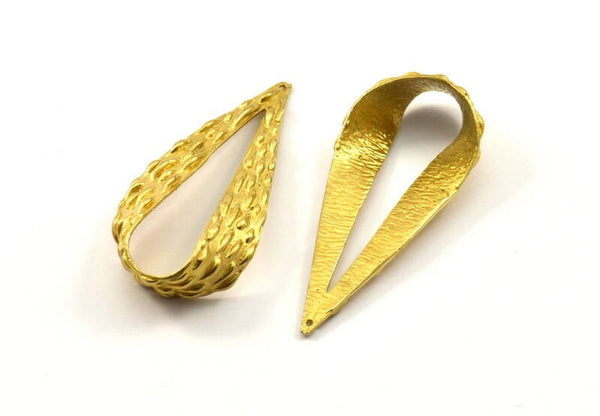 Textured Drop Charm, Raw Brass Textured Drop Charms With 1 Hole, Earring Findings (47x21x9x1mm) N0198