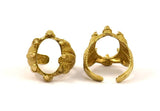 Heir Ring Settings, 2 Raw Brass Adjustable Heir to the Throne Rings with 1 Stone Settings - Pad Size 13x19mm N0166