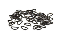 Black Half Moon - 50 Brass Black Oxidized Semi Circle Connectors (6x11x0.80mm) D0007 S511