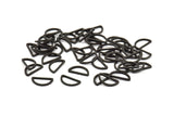 Black Half Moon - 50 Brass Black Oxidized Semi Circle Connectors (6x11x0.80mm) D0007 S511
