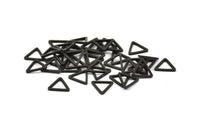 Black Triangle Charm - 50 Oxidized Brass Black Triangle Charms (9x0.80mm) D0249 S487