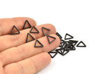 Black Triangle Charm - 50 Oxidized Brass Black Triangle Charms (9x0.80mm) D0249 S487