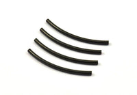 Black Solid Brass Noodle Tube, 24 Black Oxidized Brass Curved Tubes (2x35mm) Bs 1404 S168