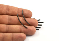 Black Solid Brass Noodle Tube, 24 Black Oxidized Brass Curved Tubes (2x35mm) Bs 1404 S168