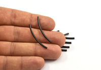 Black Solid Brass Noodle Tube, 12 Black Oxidized Brass Curved Tubes (2x35mm) Bs 1404 S168