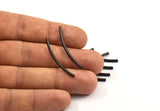 Black Solid Brass Noodle Tube, 12 Black Oxidized Brass Curved Tubes (2x35mm) Bs 1404 S168