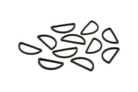 Black Half Moon - 50 Brass Black Oxidized Semi Circle Connectors (8x15x1mm) D0022 S507