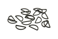 Black Half Moon - 50 Brass Black Oxidized Semi Circle Connectors (8x15x1mm) D0022 S507