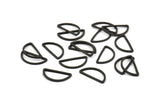 Black Half Moon - 50 Brass Black Oxidized Semi Circle Connectors (8x15x1mm) D0022 S507