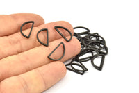 Black Half Moon - 50 Brass Black Oxidized Semi Circle Connectors (8x15x1mm) D0022 S507