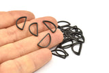 Black Half Moon - 50 Brass Black Oxidized Semi Circle Connectors (8x15x1mm) D0022 S507