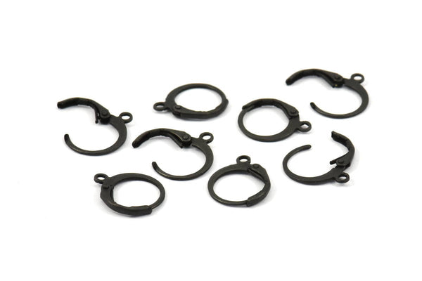 Siyah Küpe Tokası, 50 Siyah Oksitlenmiş Pirinç Mandallı Küpe Tokası (12x14 mm) A0897 S593