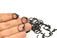 Siyah Küpe Tokası, 50 Siyah Oksitlenmiş Pirinç Mandallı Küpe Tokası (12x14 mm) A0897 S593