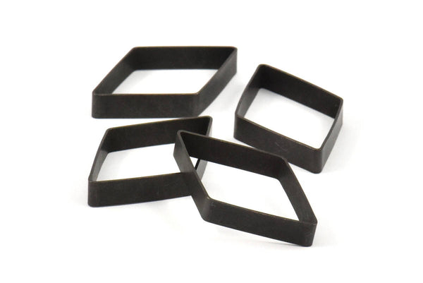 Siyah Elmas Tılsım, 12 Oksitlenmiş Pirinç Siyah Açık Elmas Yüzük Tılsımı (20x32x5x0,6 mm) D0140 S463