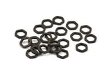 Black Hexagon Ring, 100 Black Oxidized Brass Hexagon Ring Charms (6x1mm) D0012 S469