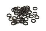 Black Hexagon Ring, 100 Black Oxidized Brass Hexagon Ring Charms (6x1mm) D0012 S469